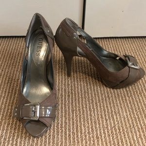 GUESS Platform Heels with Buckle